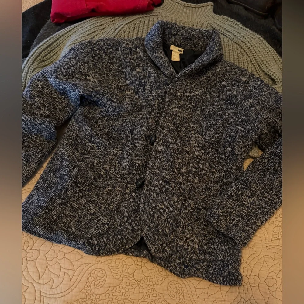 Vintage Y2K Levi’s Marled Navy Blue Knit Cardigan Jacket Grandpa Chic Cozy, L